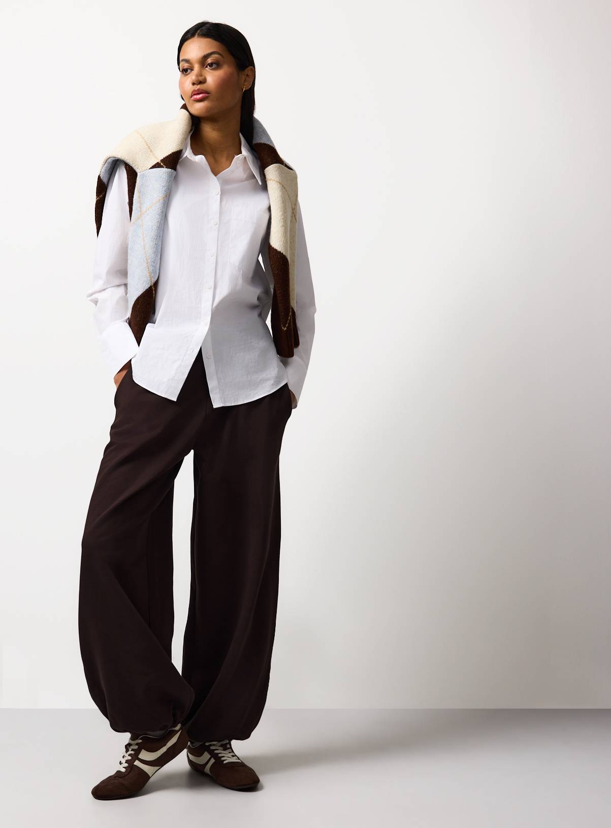 Brown Pure Cotton Balloon Co-ord Joggers XL - Image 1